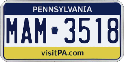 PA license plate MAM3518