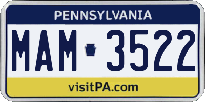 PA license plate MAM3522