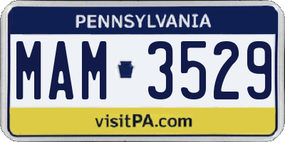 PA license plate MAM3529