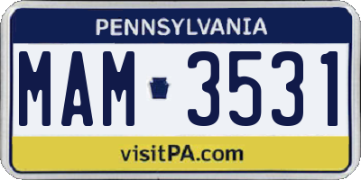 PA license plate MAM3531