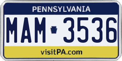 PA license plate MAM3536
