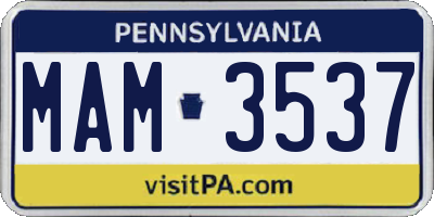 PA license plate MAM3537