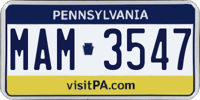 PA license plate MAM3547