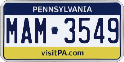 PA license plate MAM3549