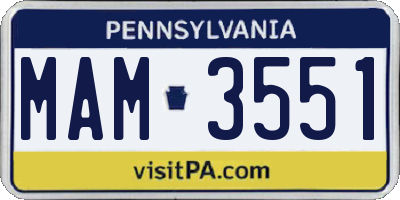 PA license plate MAM3551