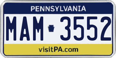 PA license plate MAM3552