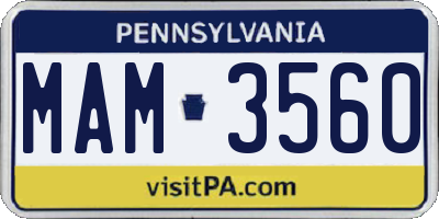 PA license plate MAM3560