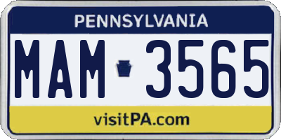 PA license plate MAM3565