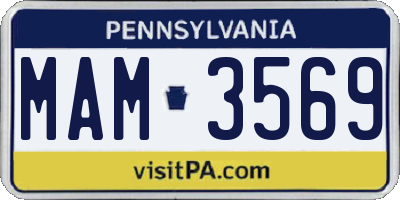 PA license plate MAM3569