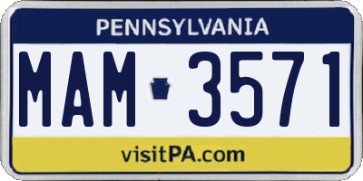 PA license plate MAM3571