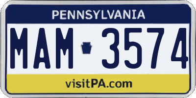 PA license plate MAM3574