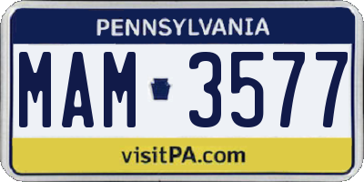 PA license plate MAM3577