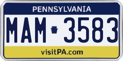 PA license plate MAM3583