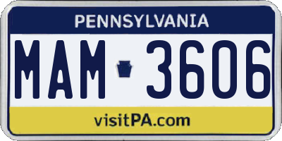 PA license plate MAM3606
