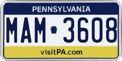 PA license plate MAM3608