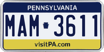 PA license plate MAM3611