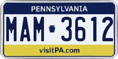 PA license plate MAM3612