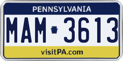 PA license plate MAM3613