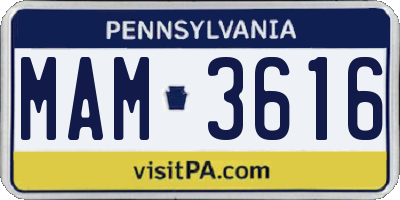 PA license plate MAM3616