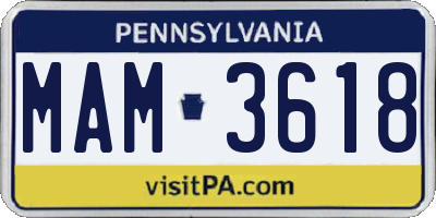 PA license plate MAM3618