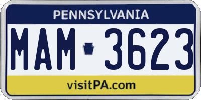 PA license plate MAM3623