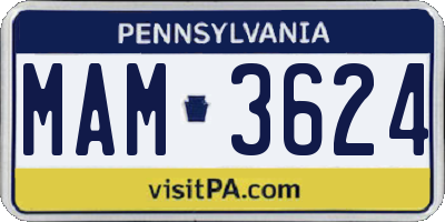 PA license plate MAM3624