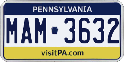 PA license plate MAM3632