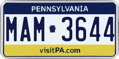PA license plate MAM3644