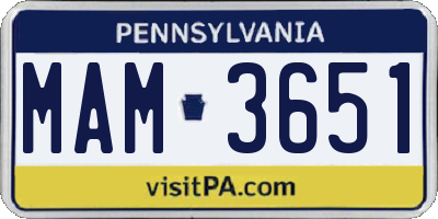 PA license plate MAM3651