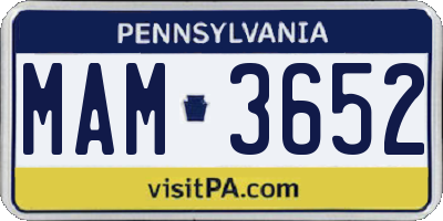 PA license plate MAM3652