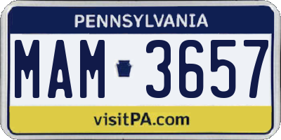 PA license plate MAM3657