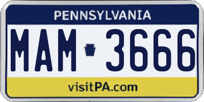 PA license plate MAM3666