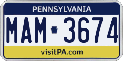 PA license plate MAM3674