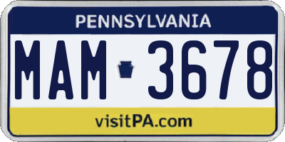 PA license plate MAM3678