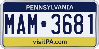 PA license plate MAM3681