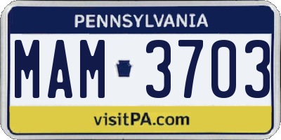 PA license plate MAM3703