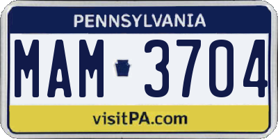 PA license plate MAM3704
