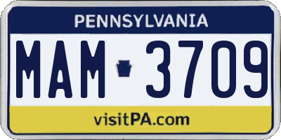 PA license plate MAM3709