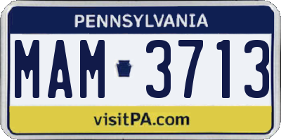 PA license plate MAM3713