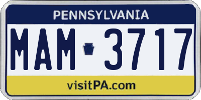 PA license plate MAM3717