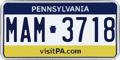 PA license plate MAM3718