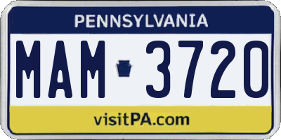 PA license plate MAM3720