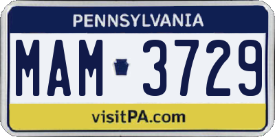 PA license plate MAM3729