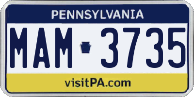 PA license plate MAM3735