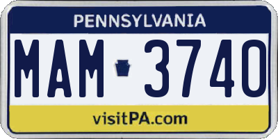 PA license plate MAM3740