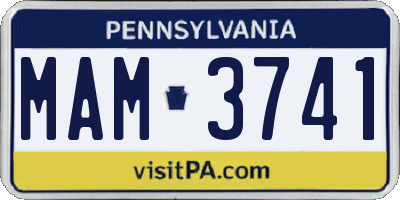 PA license plate MAM3741