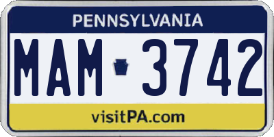 PA license plate MAM3742