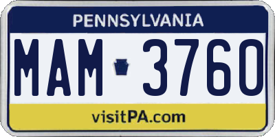 PA license plate MAM3760