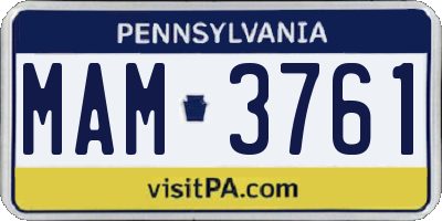 PA license plate MAM3761