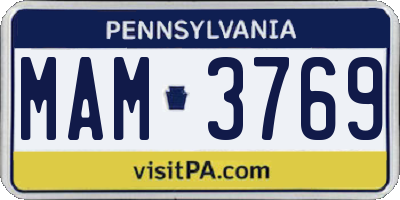 PA license plate MAM3769